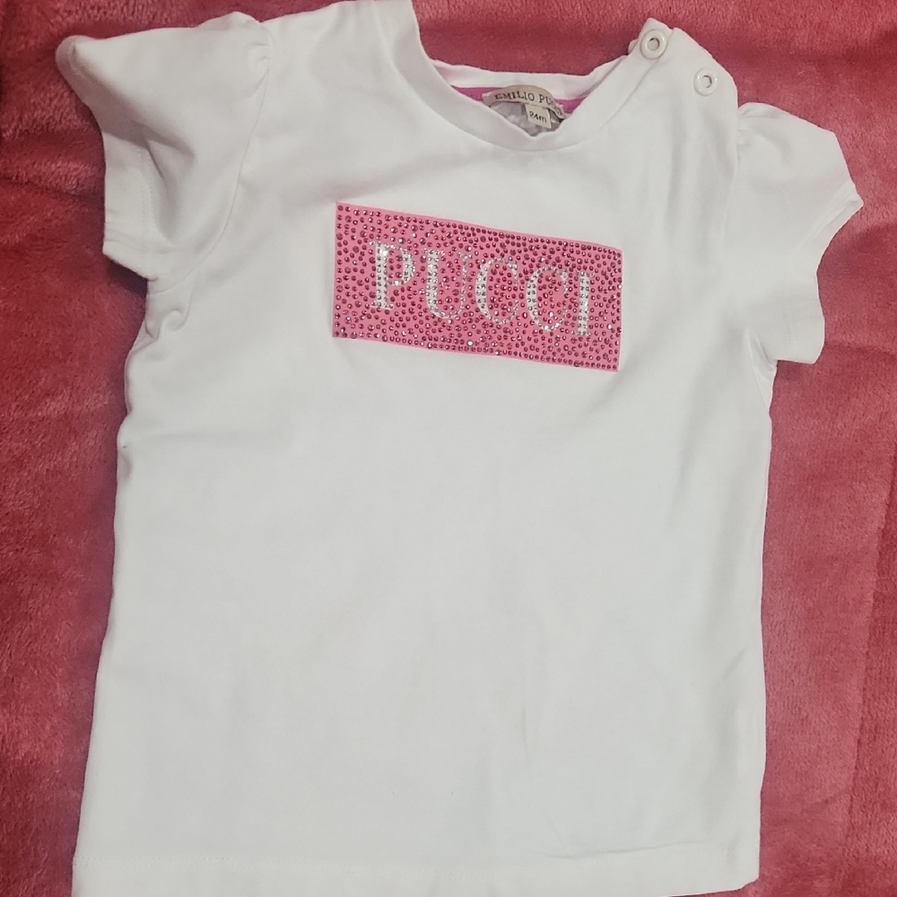 Emilio Pucci White Tee with Pink Accents
